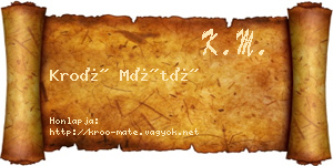 Kroó Máté névjegykártya
